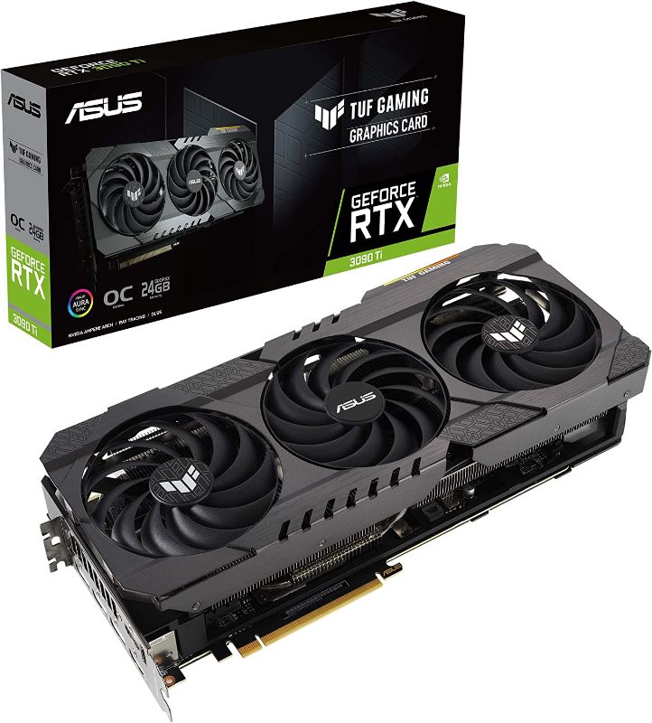 Photo 1 of UNABLE TO TEST 
ASUS TUF Gaming NVIDIA GeForce RTX 3090 Ti OC Edition Graphics Card (PCIe 4.0, 24GB GDDR6X, HDMI 2.1, DisplayPort 1.4a, Dual Ball Fan Bearings, Military-Grade Certification, GPU Tweak)
