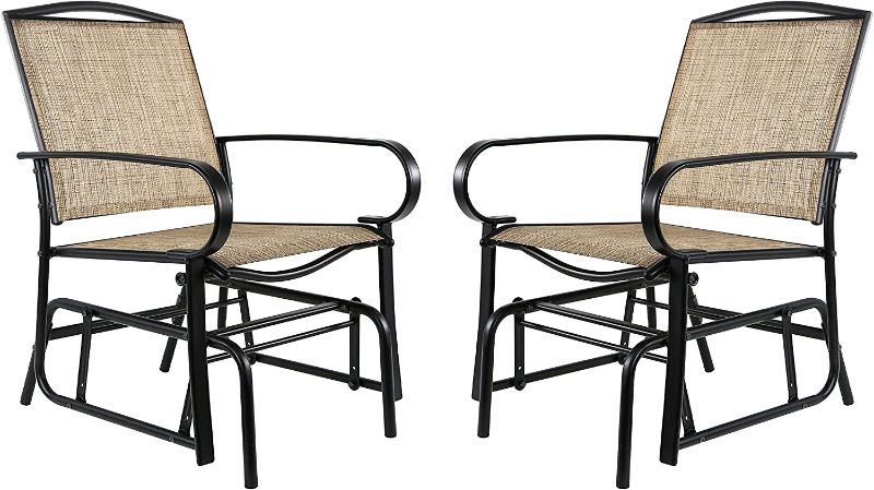 Photo 1 of Amazon Basics Outdoor Patio Textilene Glider Chair - Set of 2, Brown
