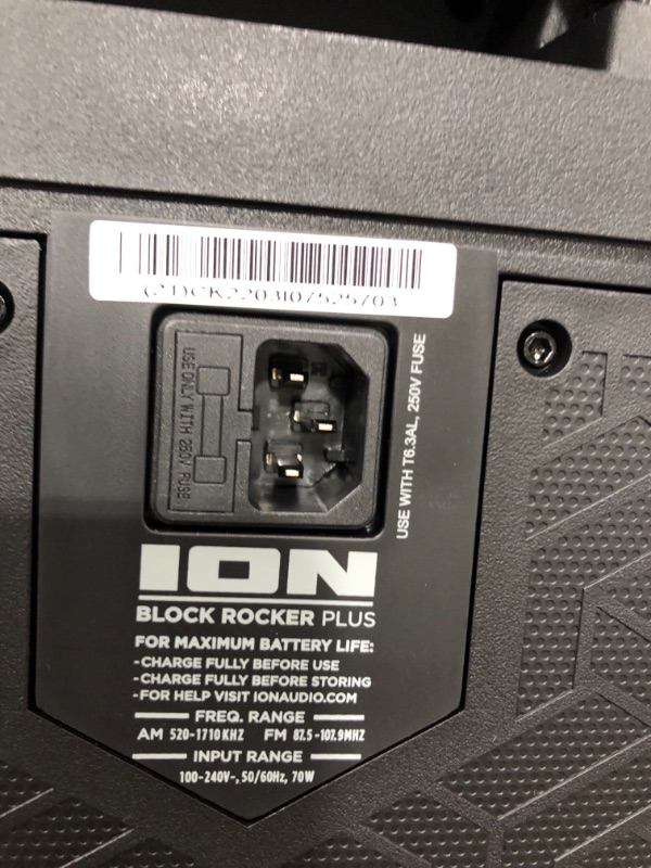 Photo 6 of Ion Audio Block Rocker Plus 100W Portable Speaker, Battery Powered with Bluetooth, Microphone & Cable, Am