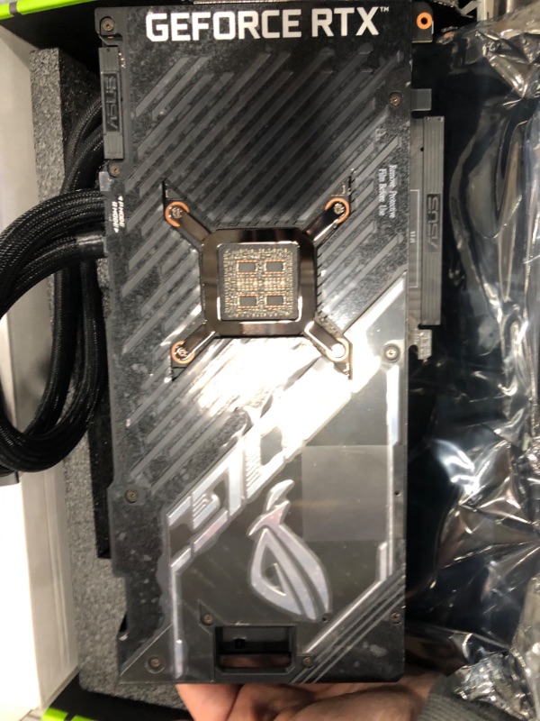 Photo 4 of ASUS ROG Strix LC NVIDIA GeForce RTX 3090 Ti OC Edition Gaming Graphics Card (PCIe 4.0, 24GB GDDR6X, HDMI 2.1, DisplayPort 1.4a, Full-Coverage Cold Plate, 240mm Radiator, 600mm tubing, GPU Tweak)
