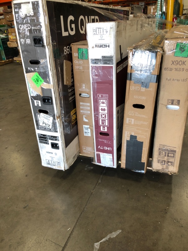 Photo 1 of MIXED PALLET OF DAMAGED TVS**NO REFUNDS**5 UNITS