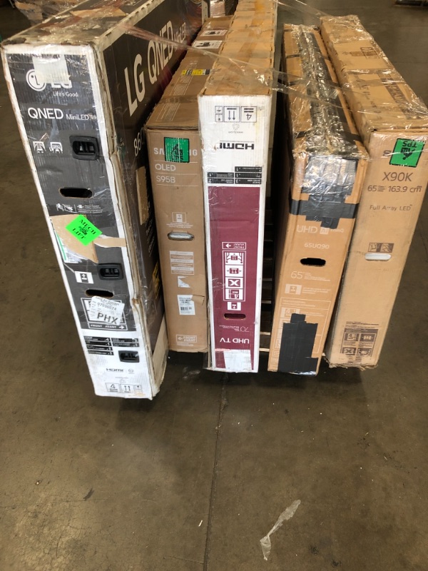 Photo 1 of MIXED PALLET OF DAMAGED TVS**NO REFUNDS**5 UNITS