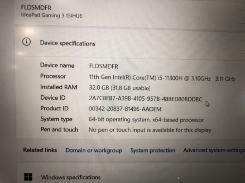 Photo 6 of **TESTED** Lenovo IdeaPad Gaming 3 15.6" FHD 120Hz Gaming Laptop, Intel i5-11300H processor, 32GB RAM 1TB SSD, RTX 3050 Ti 4GB GDDR6, Backlit Keyboard, Bluetooth, Webcam, WiFi, Windows 11, Shadow Black
