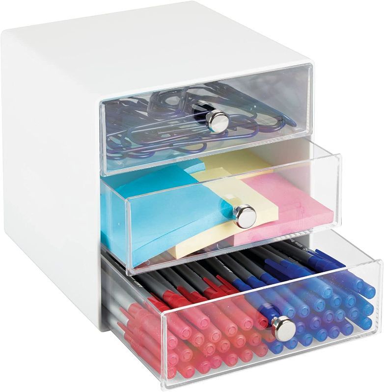 Photo 1 of **SET OF 2** Plastic Home Office 3 Drawer Cube Storage Organizer