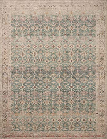 Photo 1 of Angela Rose x Loloi Aubrey Collection AUB-02 Aqua / Sand, Traditional 2'-3" x 3'-9" Accent Rug
