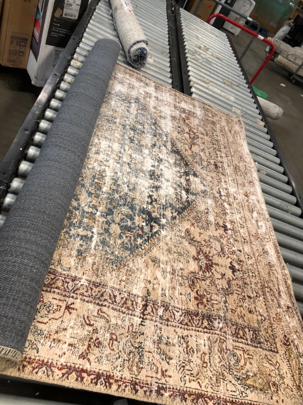 Photo 1 of Amber Lewis x Loloi Georgie Collection GER-04 Teal / Antique 5' x 7'6" Area Rug
