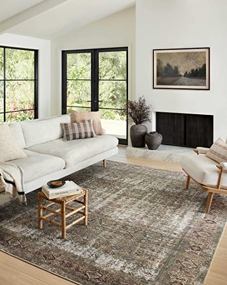 Photo 1 of Amber Lewis x Loloi Georgie Collection GER-07 Moss / Salmon 5' x 7'6" Area Rug
