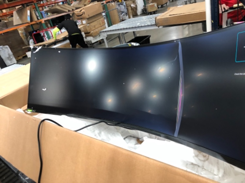 Photo 1 of DAMAGED SCREEN SMALL CRACK 
SAMSUNG 49-inch Odyssey G9 Gaming Monitor | QHD, 240hz, 1000R Curved, QLED, NVIDIA G-SYNC & FreeSync | LC49G95TSSNXZA Model