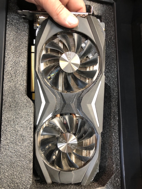 Photo 3 of ZOTAC GeForce GTX 1080 AMP! Edition, ZT-P10800C-10P, 8GB GDDR5X Ice Storm Cooling, Metal Wraparound Carbon ExoArmor exterior, Ultra-wide 100mm Fans Gaming Graphics Card