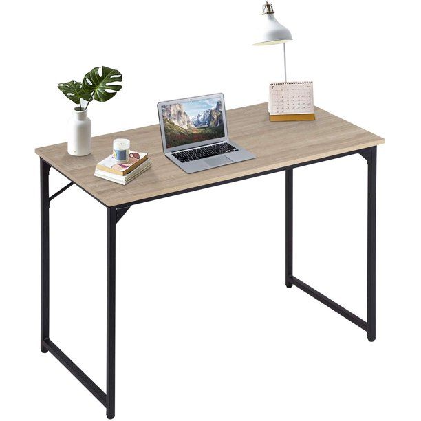 Photo 1 of Computer Desk,39.4 inches Home Office Desk Writing Study Table Modern Simple Style PC Desk with Metal Frame?Nature
