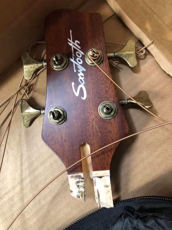 Photo 4 of **Parts Only*(* Non Functional**Sawtooth Rudy Sarzo Signature Acoustic-Electric Bass Guitar, Includes Padded Gig Bag
