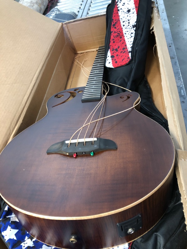 Photo 2 of **Parts Only*(* Non Functional**Sawtooth Rudy Sarzo Signature Acoustic-Electric Bass Guitar, Includes Padded Gig Bag
