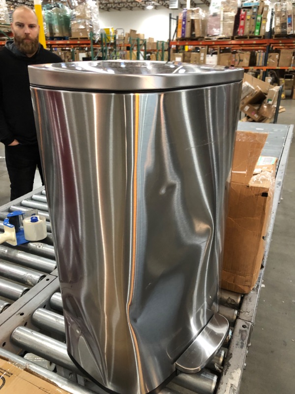 Photo 2 of 3 Gallon Stainless Steel Step Trash Can (Silver Metallic)