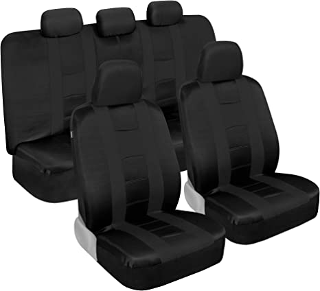 Photo 1 of carXS Forza Black Car Seat Covers Full Set, Two-Tone Front Seat Covers with Matching Back Seat Cover for Cars, PolyCloth Car Seat Protectors with Split Bench Design, Automotive Interior Covers
