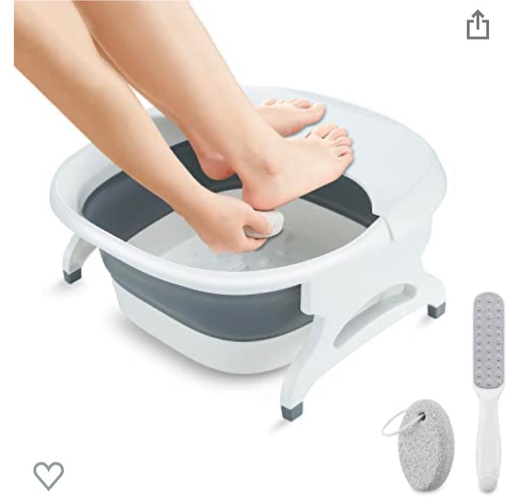 Photo 1 of 3Pcs Collapsible Foot Soaking Bath Basin with Pumice Stone &Brush - Stress and Tension Relief - Pedicure Foot Soak tub Bath (White)