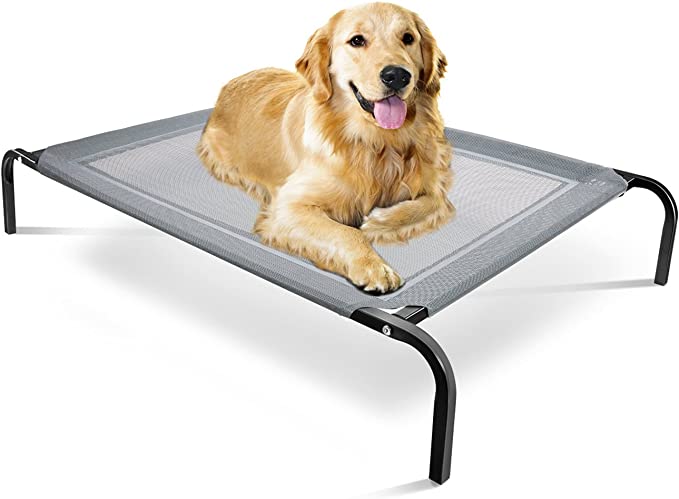 Photo 1 of  Elevated Dog Bed, Portable Raised Pet Cot Platform with Steel Frame and Lifted Cooling Mesh Hammock Best for Dogs