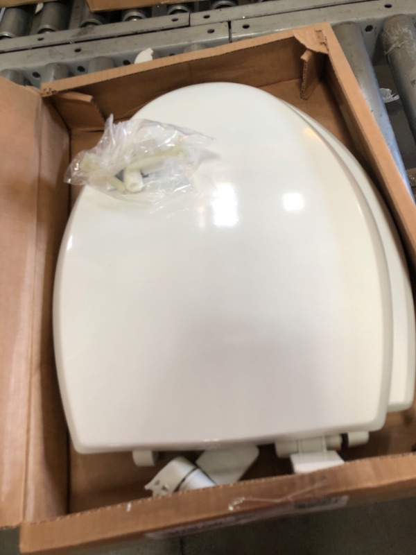 Photo 3 of (BROKEN OFF HINGE***Mayfair 1847SLOW 000 Kendall Slow-Close, Removable Enameled Wood Toilet Seat That Will Never Loosen, 1 Pack ELONGATED - Premium Hinge, White
