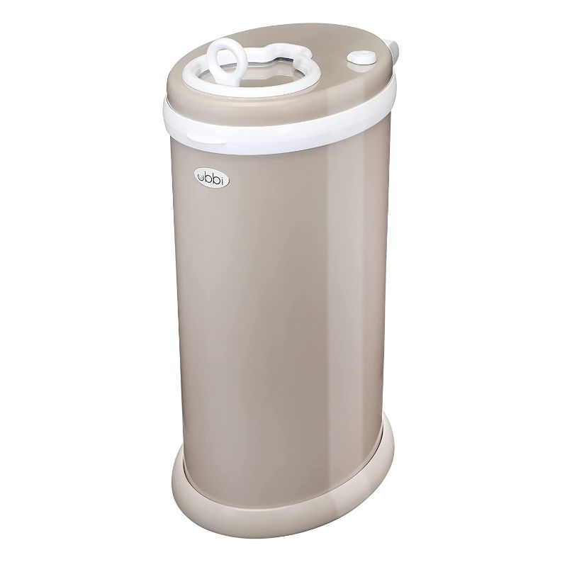 Photo 1 of Ubbi Steel Odor Locking, No Special Bag Required Money Saving, Awards-Winning, Modern Design Registry Must-Have Diaper Pail, Taupe
