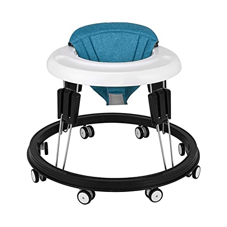 Photo 1 of Baby Walker Adjustable Height, ABIOSER Multi-Function Anti-Rollover Folding Walker 9 Heights Adjustable 6-18 Months Male and Female Baby Walker (Blue)
