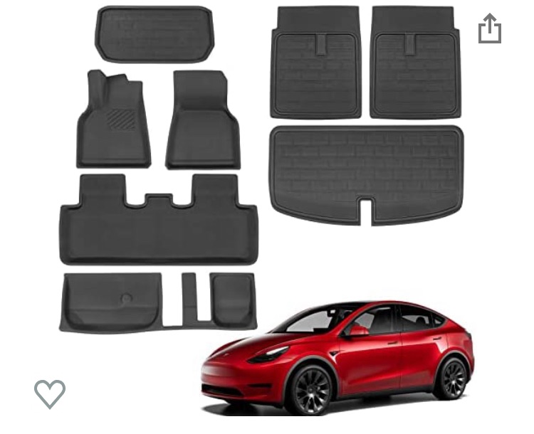 Photo 1 of (MISSING PIECES) BASENOR 8PCS Tesla Model Y Floor Mats 3D Full Set Liners All-Weather Anti-Slip Waterproof Frunk & Trunk Mat Accessories Compatible with 7 Seater Model Y