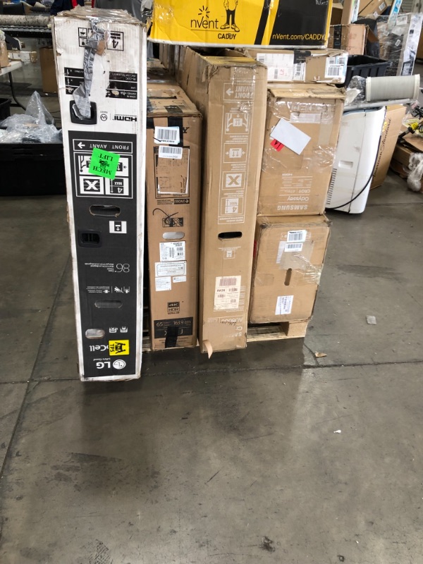 Photo 1 of PALLET OF DAMAGED TVS AND MONITORS, NO REFUNDS OR RETURNS 