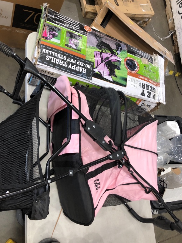 Photo 4 of **DAMAGED MISSING PARTS**  Pet Gear No-Zip Happy Trails Pet Stroller for Cats/Dogs, Zipperless Entry, Easy Fold with Removable Liner, Storage Basket + Cup Holder
