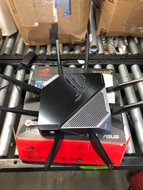 Photo 1 of ASUS ROG Rapture WiFi 6E Gaming Router (GT-AXE11000) - Tri-Band 10 Gigabit Wireless Router, World's First 6Ghz Band for Wider Channels & Higher Capacity, 1.8GHz Quad-Core CPU, 2.5G Port, AURA RGB
