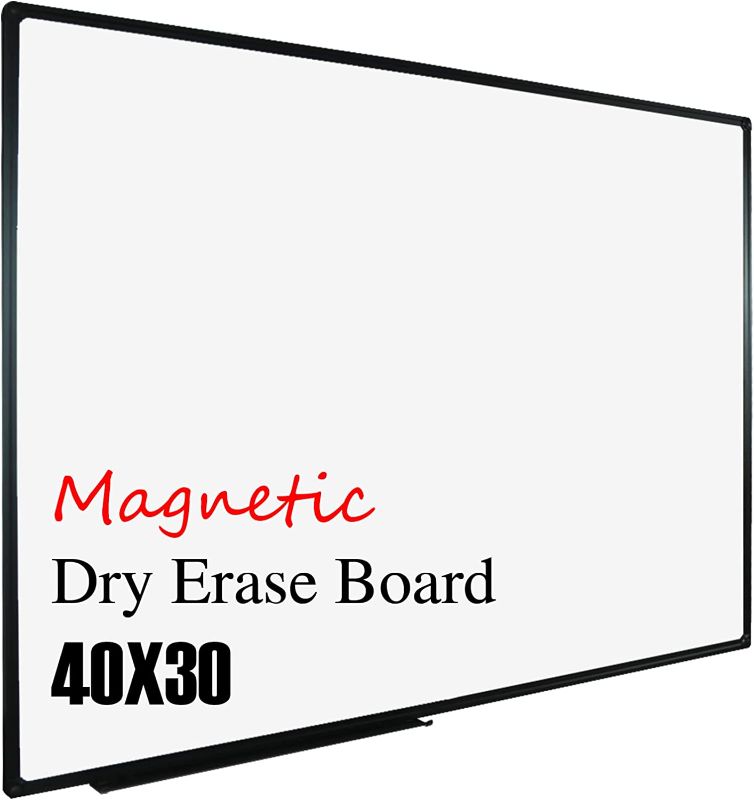 Photo 1 of **MINOR DAMAGE** XBoard Magnetic Whiteboard 40 x 30, White Board/Dry Erase Board with Detachable Marker Tray, Black Aluminium Frame
