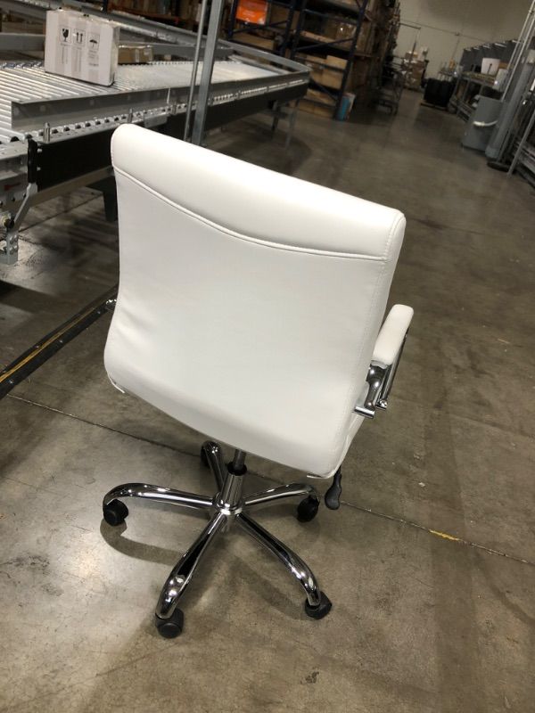 Photo 2 of LACOO
White Ribbed Office Mid-Back PU Leather Executive Task Chair with Arms