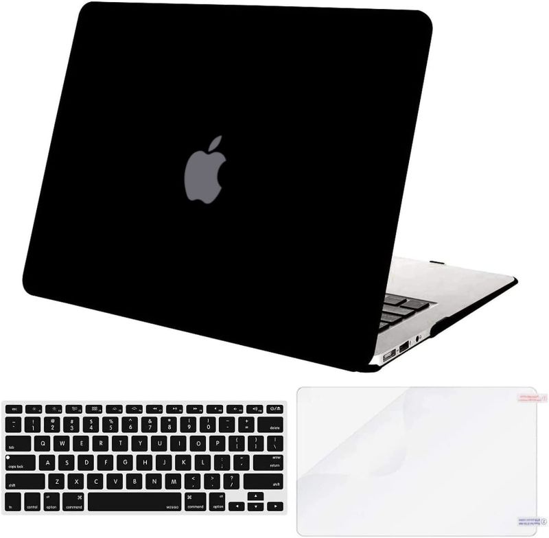 Photo 1 of MOSISO Compatible with MacBook Air 13 inch Case (Models: A1369 & A1466, Older Version 2010-2017 Release), Protective Plastic Hard Shell Case & Keyboard Cover & Screen Protector, Black
