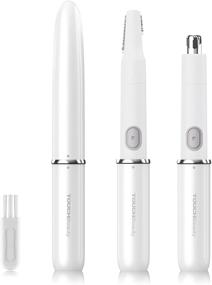 Photo 1 of Face Eyebrow Nose Ear Hair Trimmer by TOUCHBeauty, All-in-ONE Hair Remover for Women & Men, Dual Blades Shaver Battery Powered Upgraded Version TB-1458(White)
