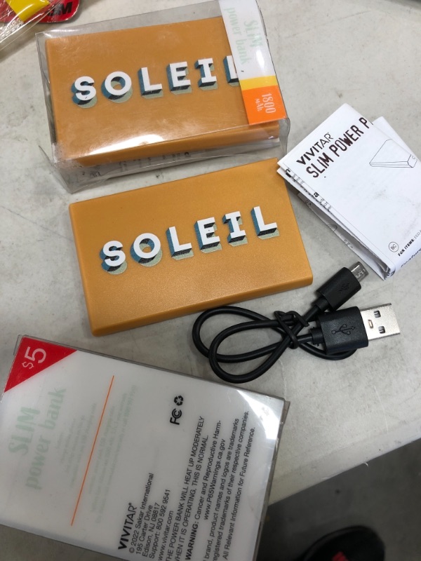 Photo 2 of **SET OF 3** SOLEIL Autumn Yellow Color Slim Power Bank 1800 mAh 