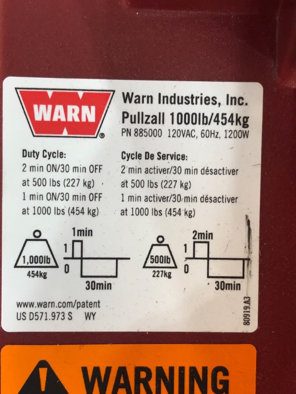 Photo 1 of (DOES NOT FUNCTION DOES NOT TURN ON) PULLZALL 1000 LB PORTABLE ELECTRIC WINCH - 885000
**DID NOT POWER ON**
