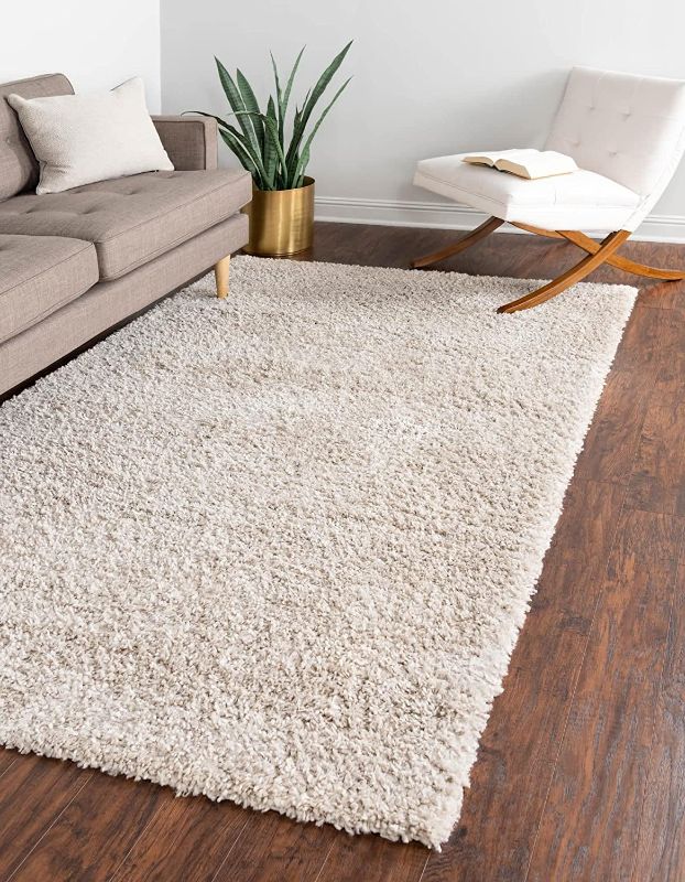 Photo 1 of 207560985Unique Loom Davos Collection Modern Luxuriously Soft & Cozy Shag Area Rug, 9'10"x  13', Linen
