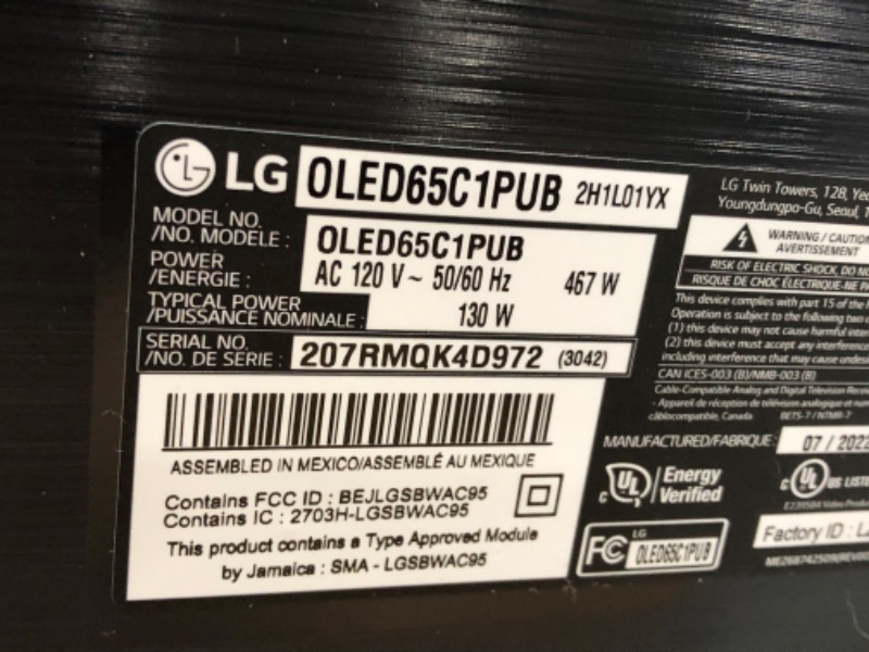 Photo 3 of LG C1 65" OLED 4K Smart TV - OLED65C1PUB