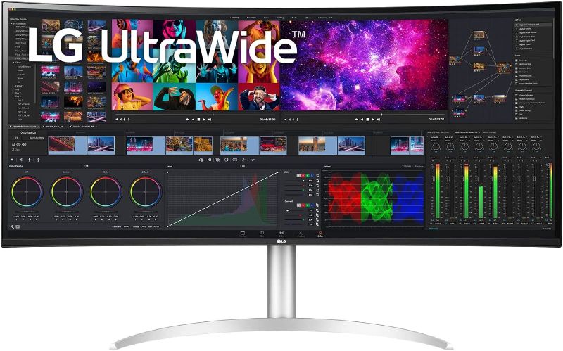 Photo 1 of LG 40WP95C-W 40” UltraWide Curved WUHD (5120 x 2160) 5K2K Nano IPS Display, DCI-P3 98% (Typ.) with HDR10, Thunderbolt 4 with 96W PD, 3-Side Virtually Borderless Design Tilt/Height/Swivel Stand
