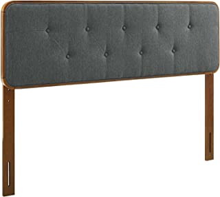 Photo 1 of (DAMAGED FRAME; BROKEN-OFF PORTION OF FRAME) Modway Collins Tufted Fabric and Wood Queen Headboard in Walnut Charcoal