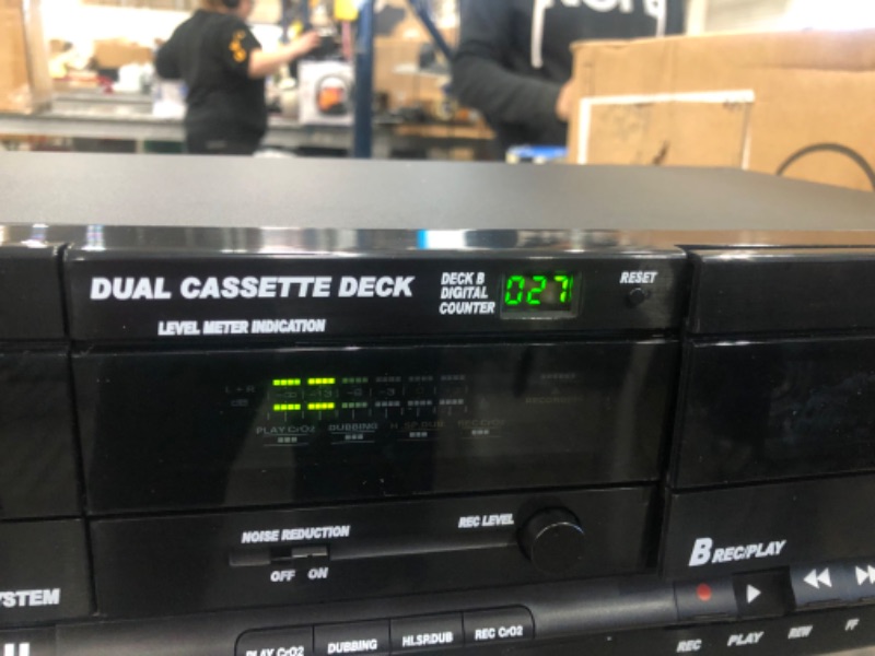 Photo 4 of (DAMAGED R. SIDE DOOR) Pyle Home Digital Tuner Dual Cassette Deck | Media Player | Music Recording Device with RCA Cables | Switchable Rack Mounting Hardware | CrO2 Tape Selector | Included 3 Digit Tape Counter - 110V/220V
