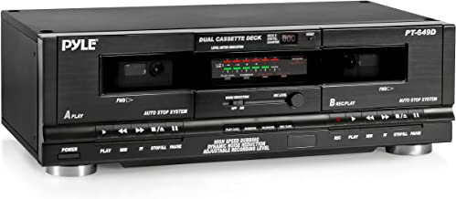 Photo 1 of (DAMAGED R. SIDE DOOR) Pyle Home Digital Tuner Dual Cassette Deck | Media Player | Music Recording Device with RCA Cables | Switchable Rack Mounting Hardware | CrO2 Tape Selector | Included 3 Digit Tape Counter - 110V/220V
