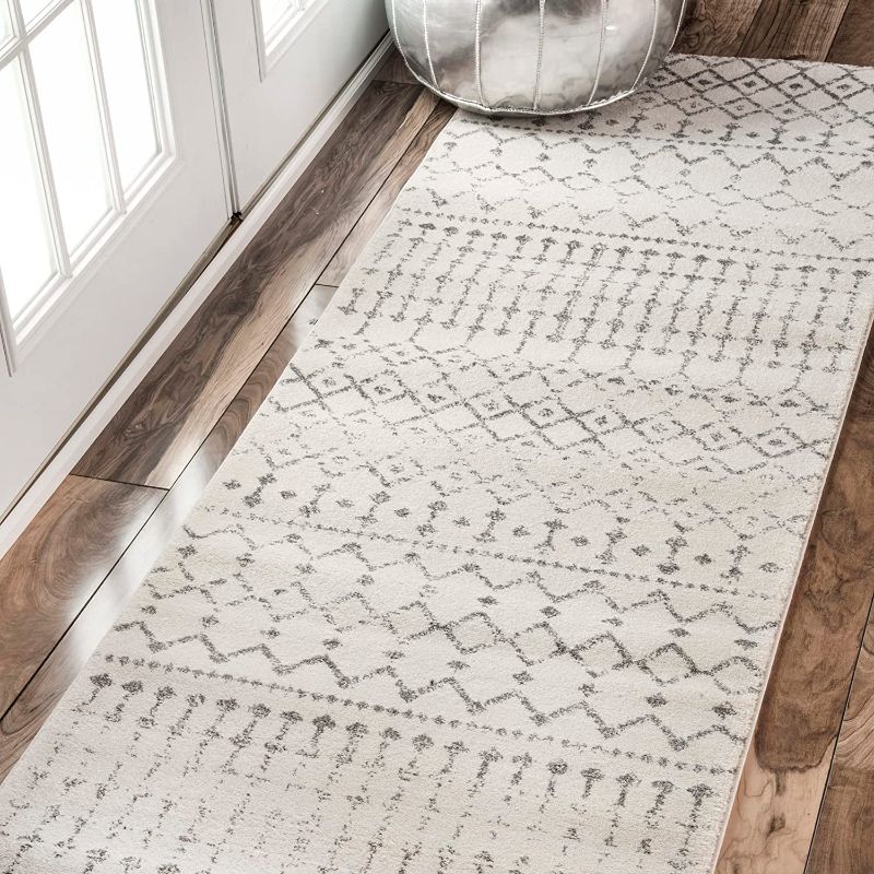 Photo 1 of 
nuLOOM Moroccan Blythe Runner Rug, 2' 6" x 10', Grey/Off-white
Size:2' 6" x 10'