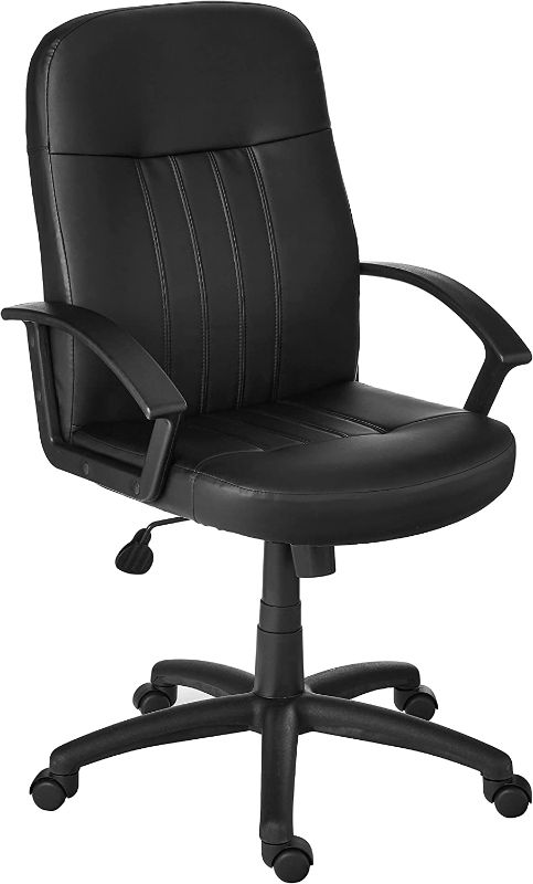 Photo 1 of **DAMAGED BASE** Boss Office Products Executive Leather Budged Chair in Black
