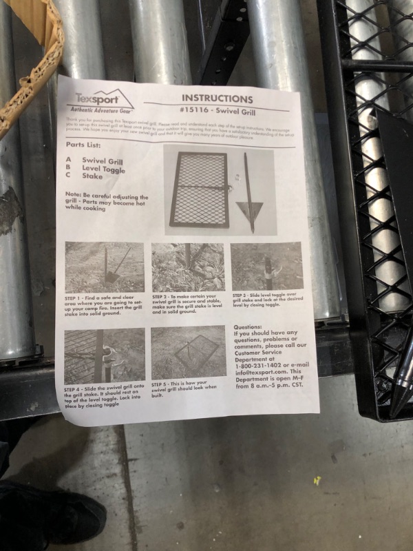 Photo 2 of **opened**
Texsport Heavy Duty Barbecue Swivel Grill for Outdoor BBQ over Open Fire
