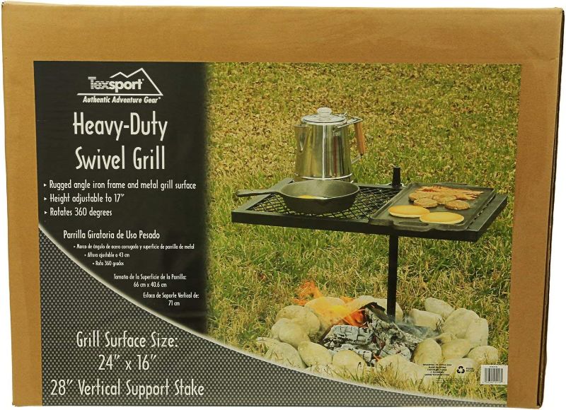 Photo 1 of **opened**
Texsport Heavy Duty Barbecue Swivel Grill for Outdoor BBQ over Open Fire
