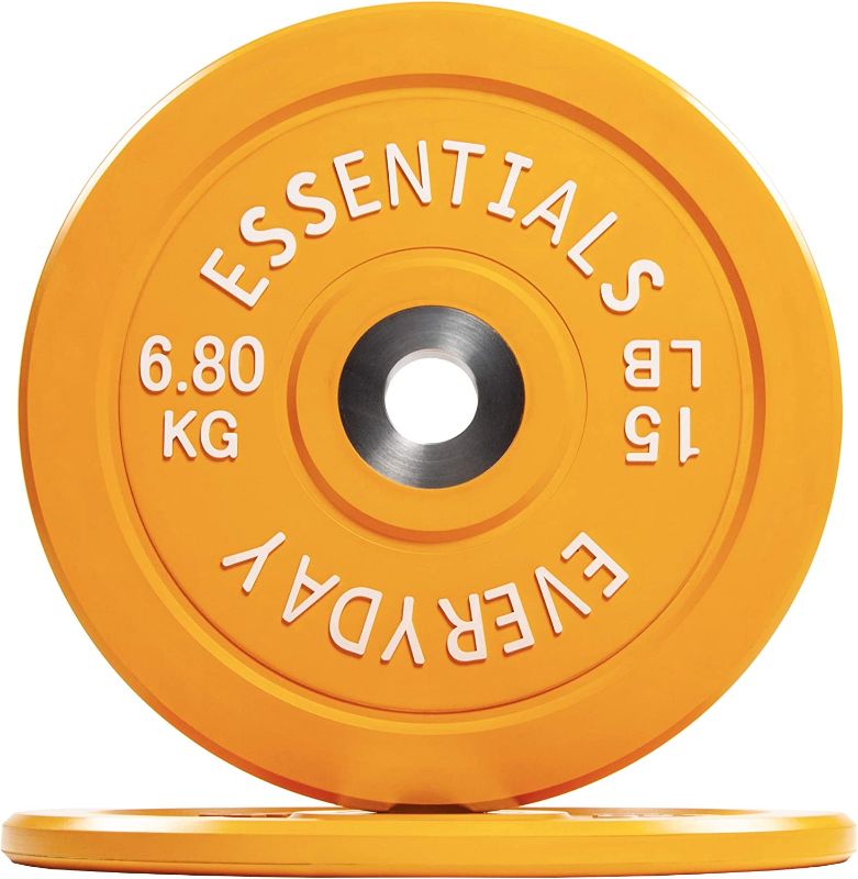 Photo 1 of BalanceFrom Everyday Essentials Color Coded Olympic Bumper Plate Weight Plate with Steel Hub, Pairs or Sets
