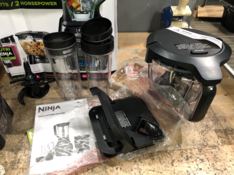 Photo 3 of Ninja BL770 Mega Kitchen System, 1500W, 4 Functions for Smoothies, Processing, Dough, Drinks & More, with 72-oz.* Blender Pitcher, 64-oz. Processor Bowl, (2) 16-oz. To-Go Cups & (2) Lids, Black
