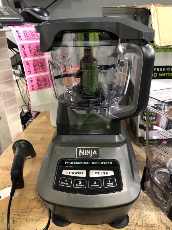 Photo 4 of Ninja BL770 Mega Kitchen System, 1500W, 4 Functions for Smoothies, Processing, Dough, Drinks & More, with 72-oz.* Blender Pitcher, 64-oz. Processor Bowl, (2) 16-oz. To-Go Cups & (2) Lids, Black
