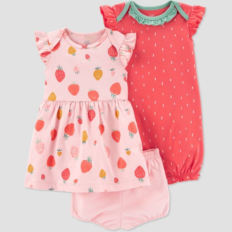 Photo 2 of (2 SETS) Baby Girls' 3pc Strawberry Dress Set - Just One You® Made by Carter's