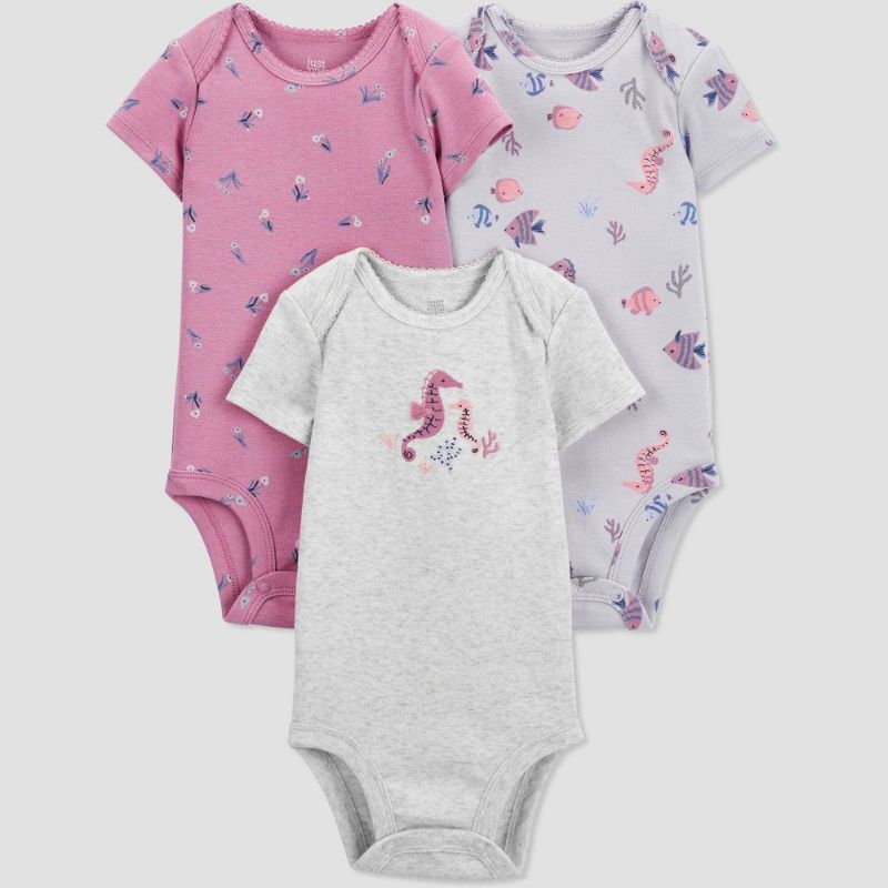 Photo 1 of 2 X Baby Girls' 3pk Sea Creatures Bodysuit - Just One You® Made by Carter's Purple/Gray SIZES NEW BORN AND 3 MONTH