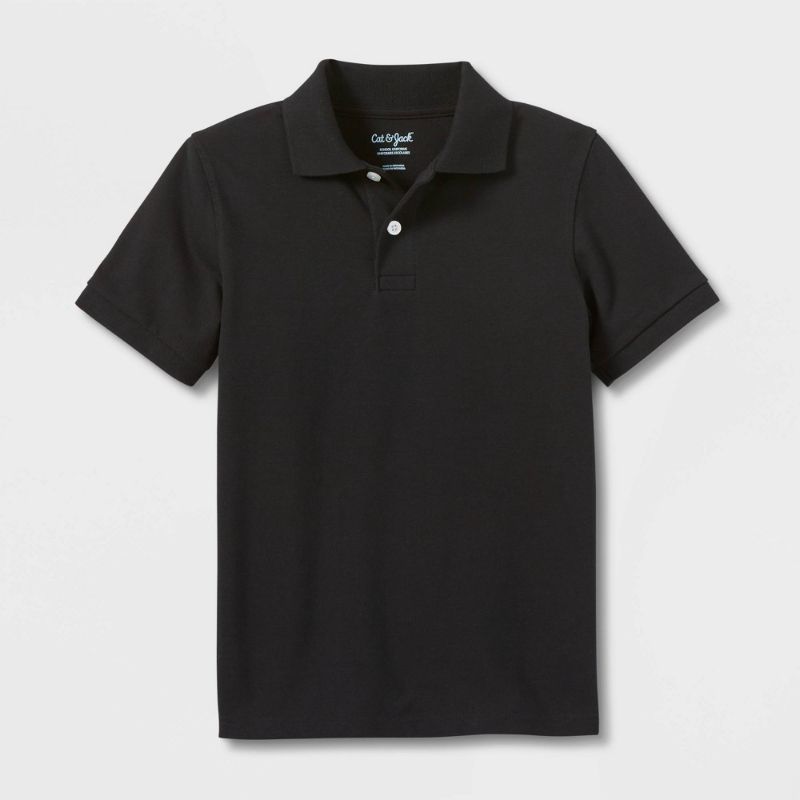 Photo 1 of Boys' Short Sleeve Pique Uniform Polo Shirt - Black Size Kids XL (16)