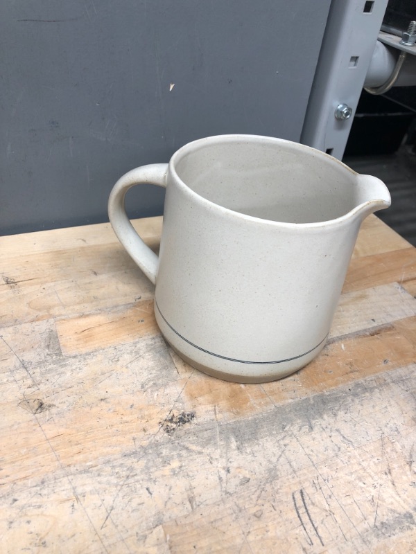 Photo 1 of 52oz Engineered Stripe Stoneware Pitcher Blue/Sour Cream - Hearth & Hand™ with Magnolia
